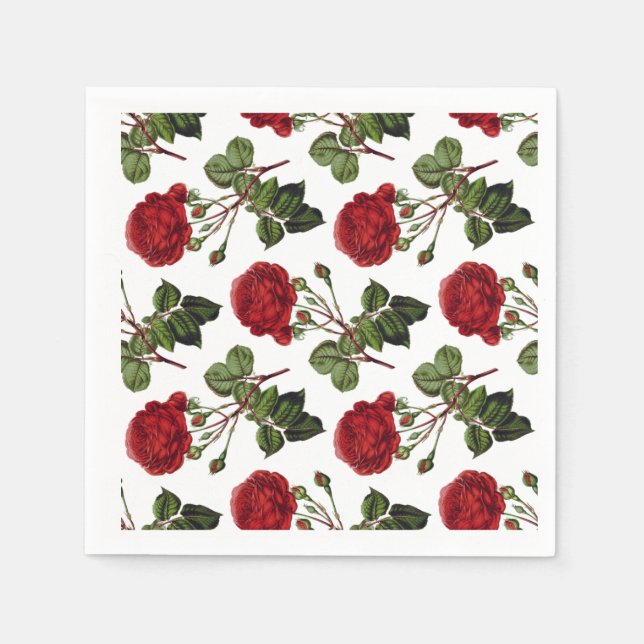 Red Roses Pattern Pappersservett (Framsidan)