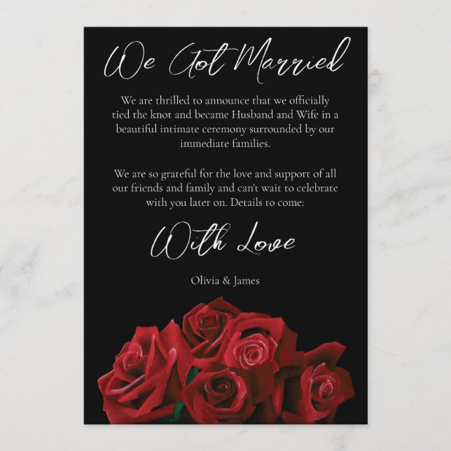 Red Roses White Black Elegance Timeless Inbjudningar (Framsida)