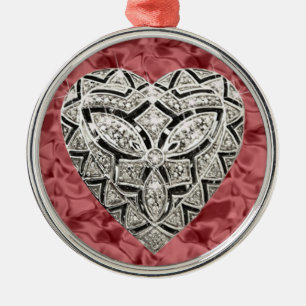 Red Round Elegant Designer Heart Ornament
