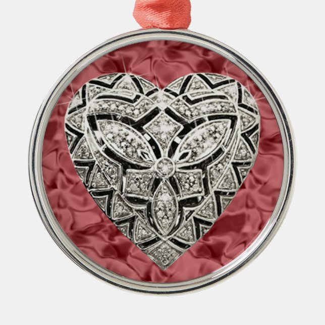 Red Round Elegant Designer Heart Ornament (Framsidan)