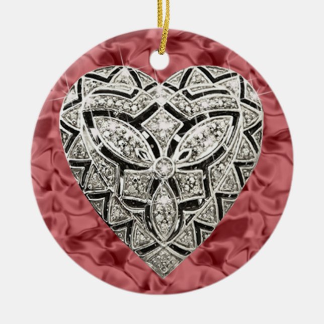 Red Round Elegant Designer Heart Ornament (Framsidan)