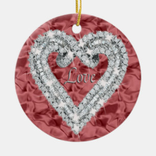 Red Round Kärlek Diamond Heart Ornament