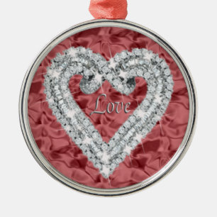 Red Round Kärlek Diamond Heart Ornament