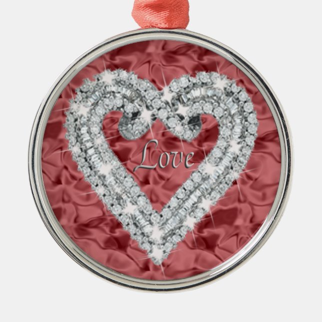 Red Round Kärlek Diamond Heart Ornament (Framsidan)