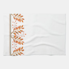 Red Rowan Berries & Guld Löv Kökshandduk