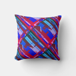 Red Royal Blue Aqua Rosa Diagonal Southwest look Kudde