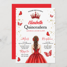 Red Royal Butterfly Quinceañera Invitation Inbjudningar