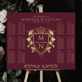 Red Royal Fantasy Monogram Bröllop Sittande Poster
