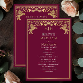 Red Royal Lejon Medieval Sword Bröllopsprogram Program