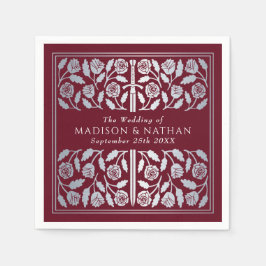 Red Royal Medieval Silver Sword Wedding Pappersservett