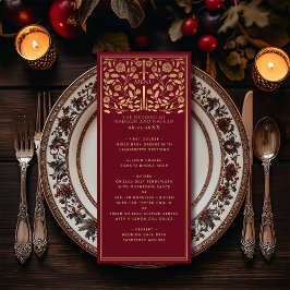 Red Royal Medieval Sword Bröllop Flat Menu Meny