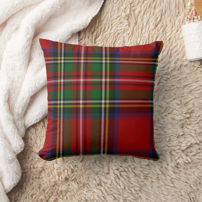 Red Royal Stewart Tartan Dekorativ kudde (Filt)