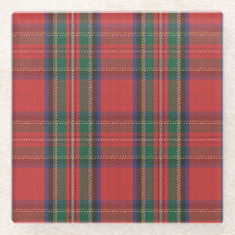 Red Royal Stewart Tartan Glas Underlägg