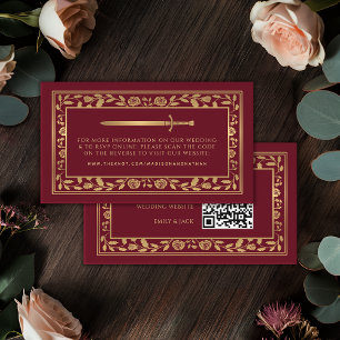 Red Royal Sword Bröllop OSA QR-kod Tilläggskort