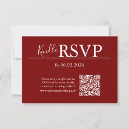 Red RSVP QR Code Card for Modern Wedding OSA Kort