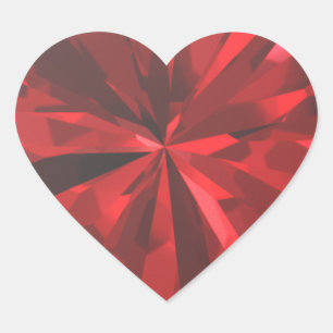 Red Ruby Diamond Valentine Day Hjärtformat Klistermärke