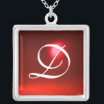 Red Ruby Gem Monogram Silverpläterat Halsband<br><div class="desc">Elegant och unik design med gemstone. Mycket exakt modellering och rendering i 3D Studio Max av Bulgan Lumini .Part från serien Hyper Talismans.</div>