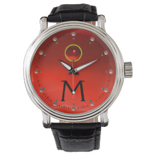 RED RUBY GEM STONE MONOGRAM ARMBANDSUR
