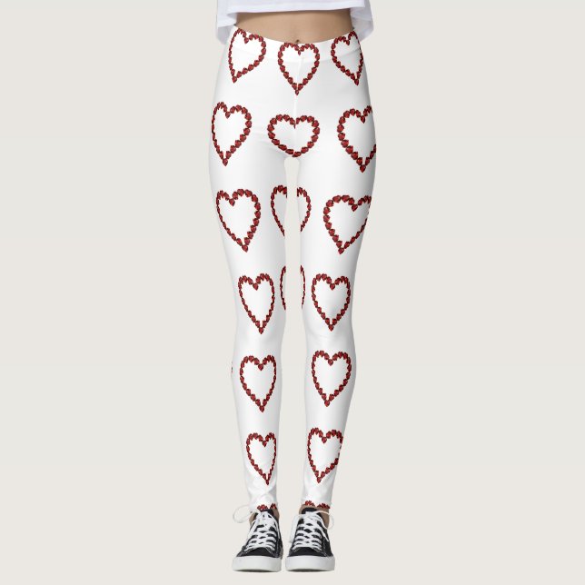 Red Ruby Gemstone Heart Leggings (Framsida)