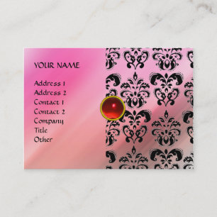 RED RUBY MON ,ROSA DAMASK SILKE, violet fuchsia Visitkort