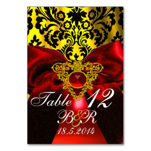 RED RUBY RIBBON GULD CELTIC HEART DAMASK MONOGRAM BORDSNUMMER