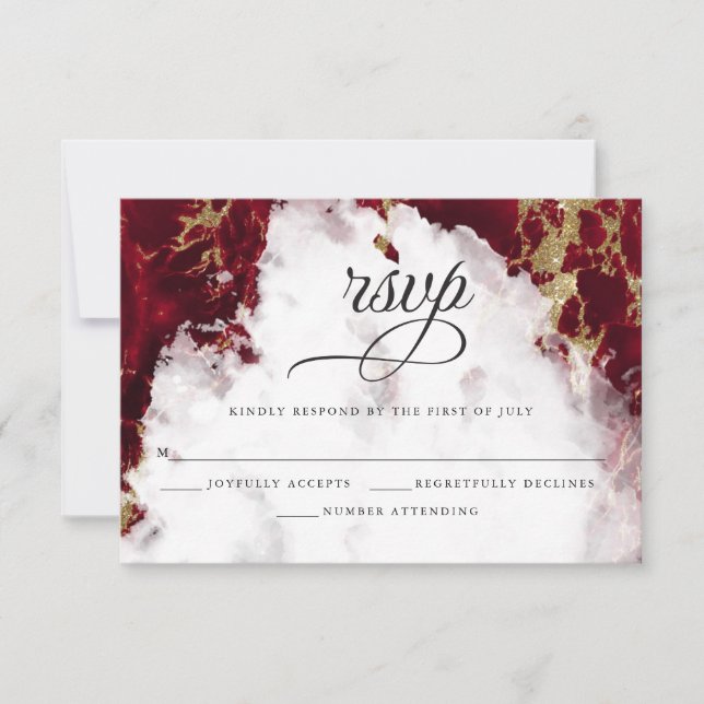 Red Ruby Watercolor Geode BarefootBride™ OSA Kort (Framsida)