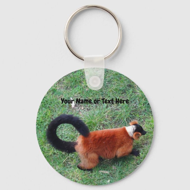 Red Ruffed Lemur #2 Keychain Nyckelring (Framsida)