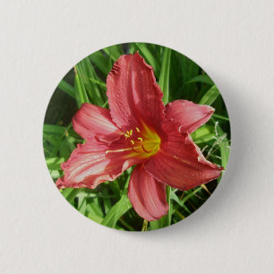 Red Ruffled Lily Button Knapp