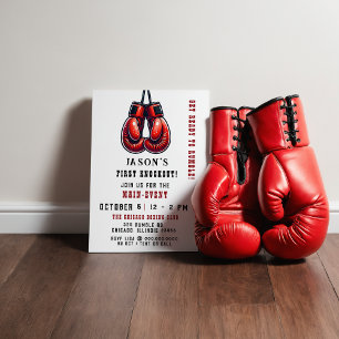 Red Rumble First Blockout Boxing Birthday Inbjudningar