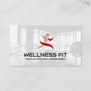 Red Running Logotyp Bakgrund för Fitness Center Tidsbeställning Kort