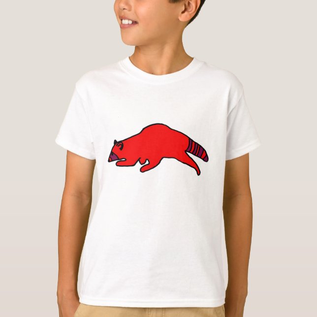 Red Running Raccoon-kläder T-shirt (Framsida)