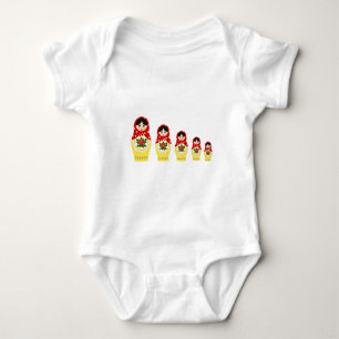 Red Russian matryoshka kapningsdockor baby-skjorta T-shirt