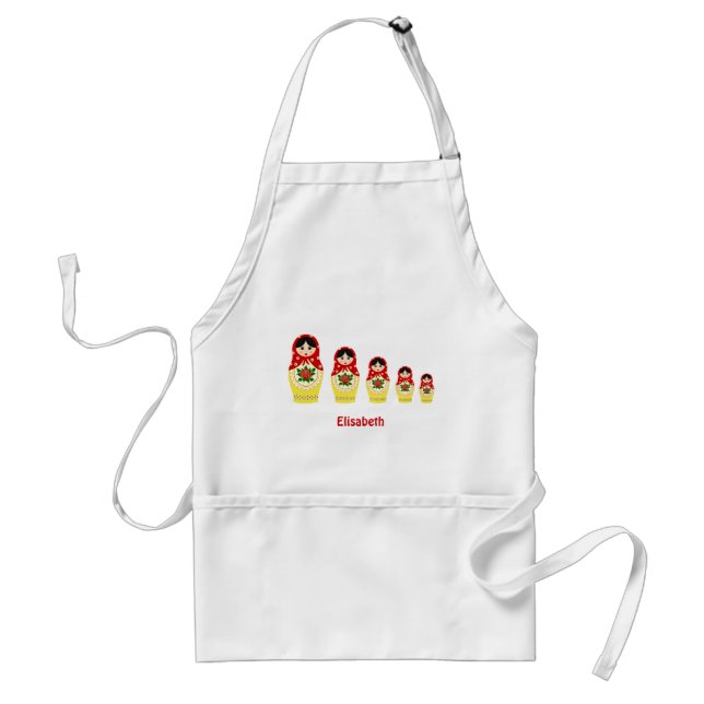Red Russian matryoshka kapningsdockor Förkläde (Framsidan)
