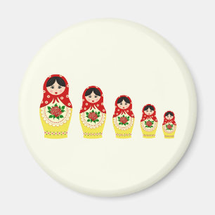 Red Russian matryoshka kapningsdockor Magnet