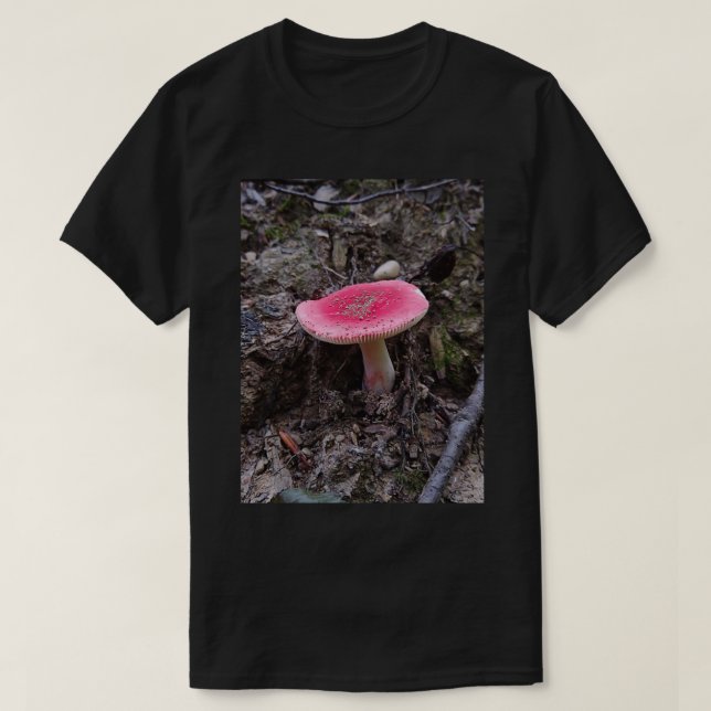 Red Russula Mushroom Photo Print T Shirt (Design framsida)