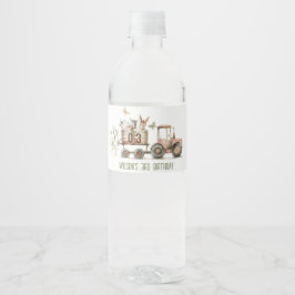 Red Rust Boskap Tractor Barns födelsedag Vattenflaskor Etikett