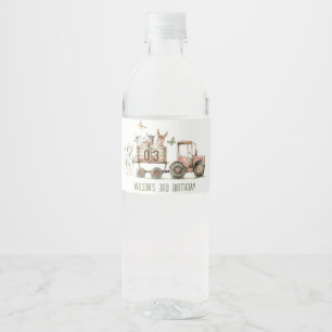 Red Rust Boskap Tractor Barns födelsedag Vattenflaskor Etikett