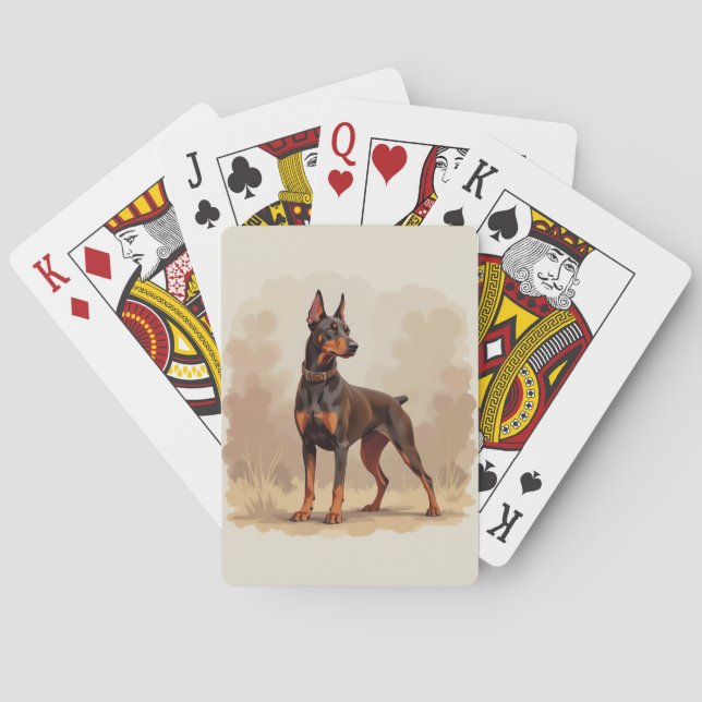 Red Rust Brown Doberman Pinscher Dog Casinokort (Baksidan)
