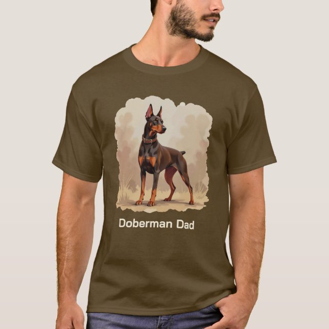 Red Rust Brown Doberman Pinscher Dog Dad T Shirt (Framsida)