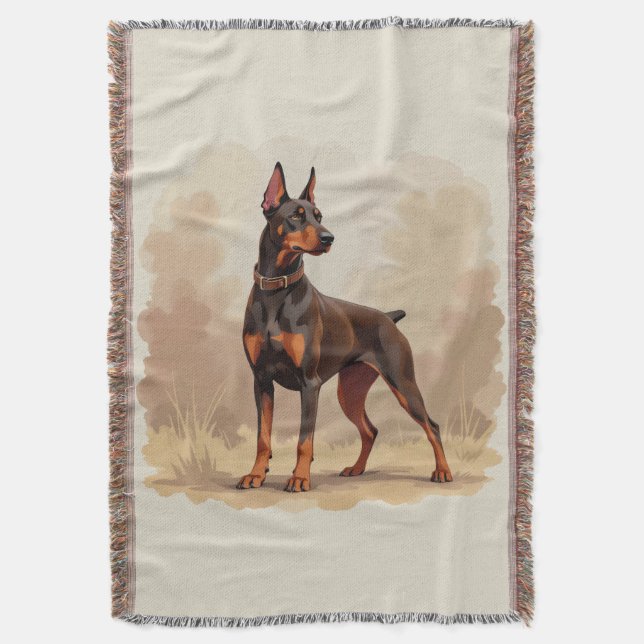 Red Rust Brown Doberman Pinscher Dog Filt (Framsidan Vertikal)