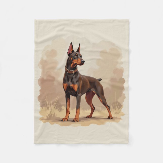 Red Rust Brown Doberman Pinscher Dog Fleecefilt (Framsidan)