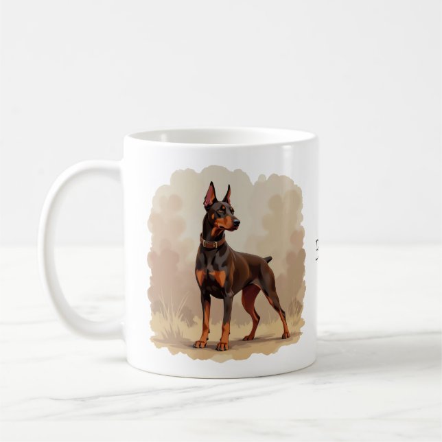 Red Rust Brown Doberman Pinscher Dog Kaffemugg (Vänster)