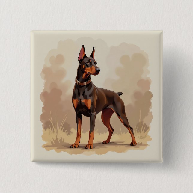 Red Rust Brown Doberman Pinscher Dog Knapp (Framsida)