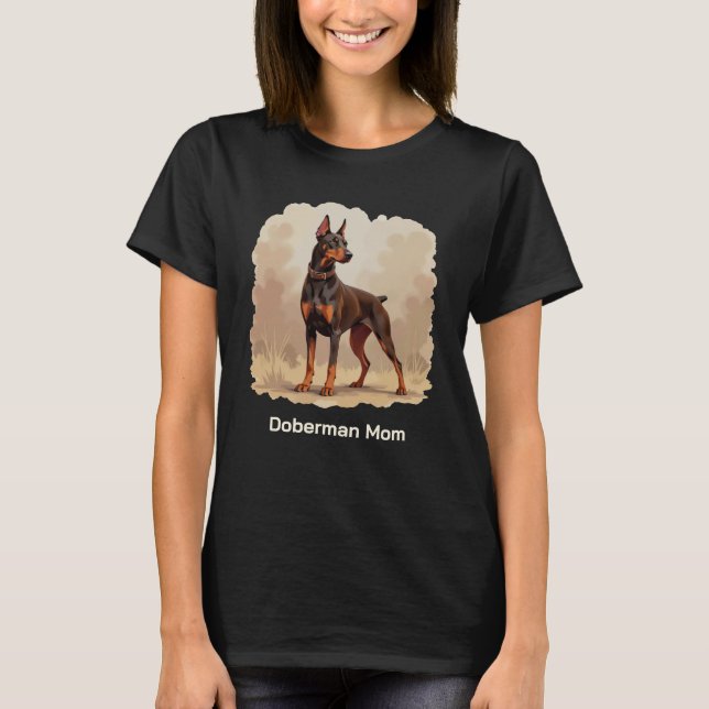 Red Rust Brown Doberman Pinscher Dog Mom T Shirt (Framsida)