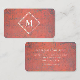 Red Rust Metallic Struktur Monogram Initial Visitkort