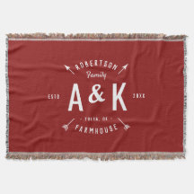 Red Rustic Arrow Family Monogram | Redigerbar Färg