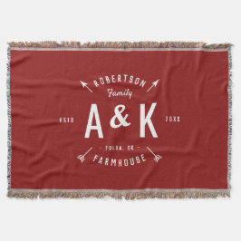 Red Rustic Arrow Family Monogram | Redigerbar Färg Filt