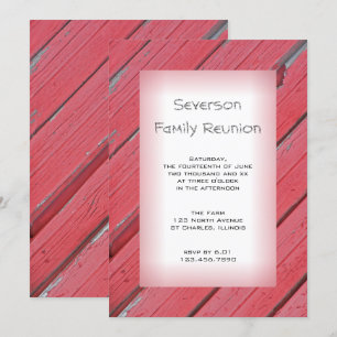 Red Rustic Barn Wood Land Family Reunion Inbjudningar