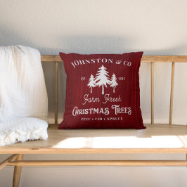 Red Rustic Barnwood Julgran Farm Kudde