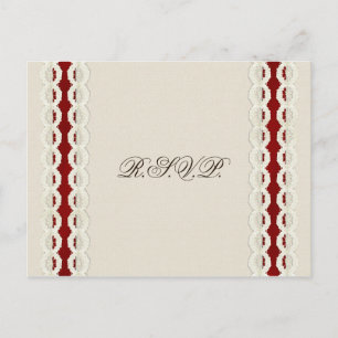 Red Rustic burlap och snöre landsbyggsbröllop Inbjudan Vykort